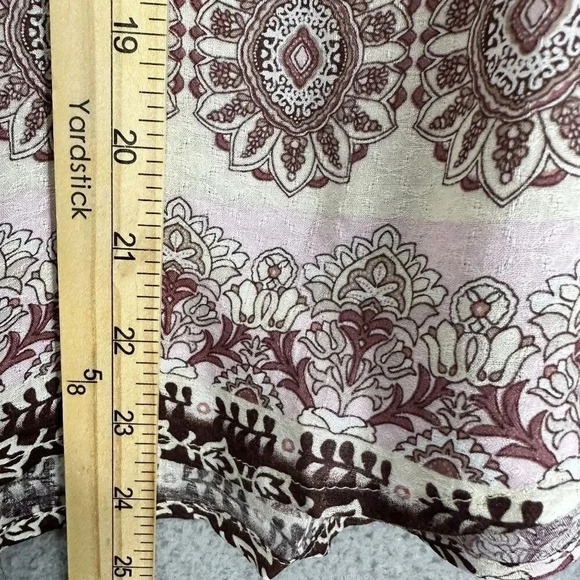 Reneec. top womens medium beige pink geometric print boho cottagecore fairy - Picture 3 of 5